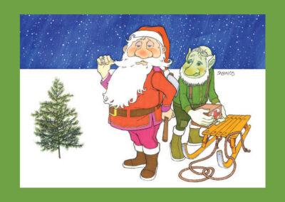 Bespoke, hand drawn, die cut creative and individual Christmas Cards