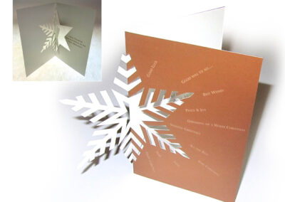 Bespoke, hand drawn, die cut creative and individual Christmas Cards