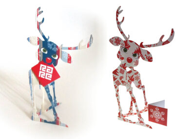 Bespoke, hand drawn, die cut creative and individual Christmas Cards