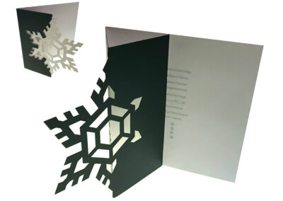 Bespoke, hand drawn, die cut creative and individual Christmas Cards